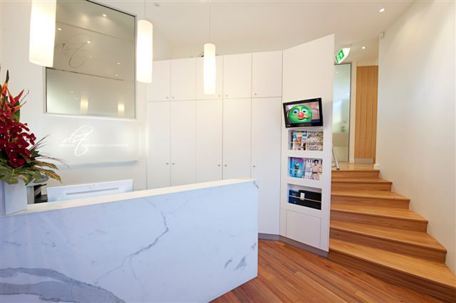 Marble reception desk at Dental Specialists Turramurra